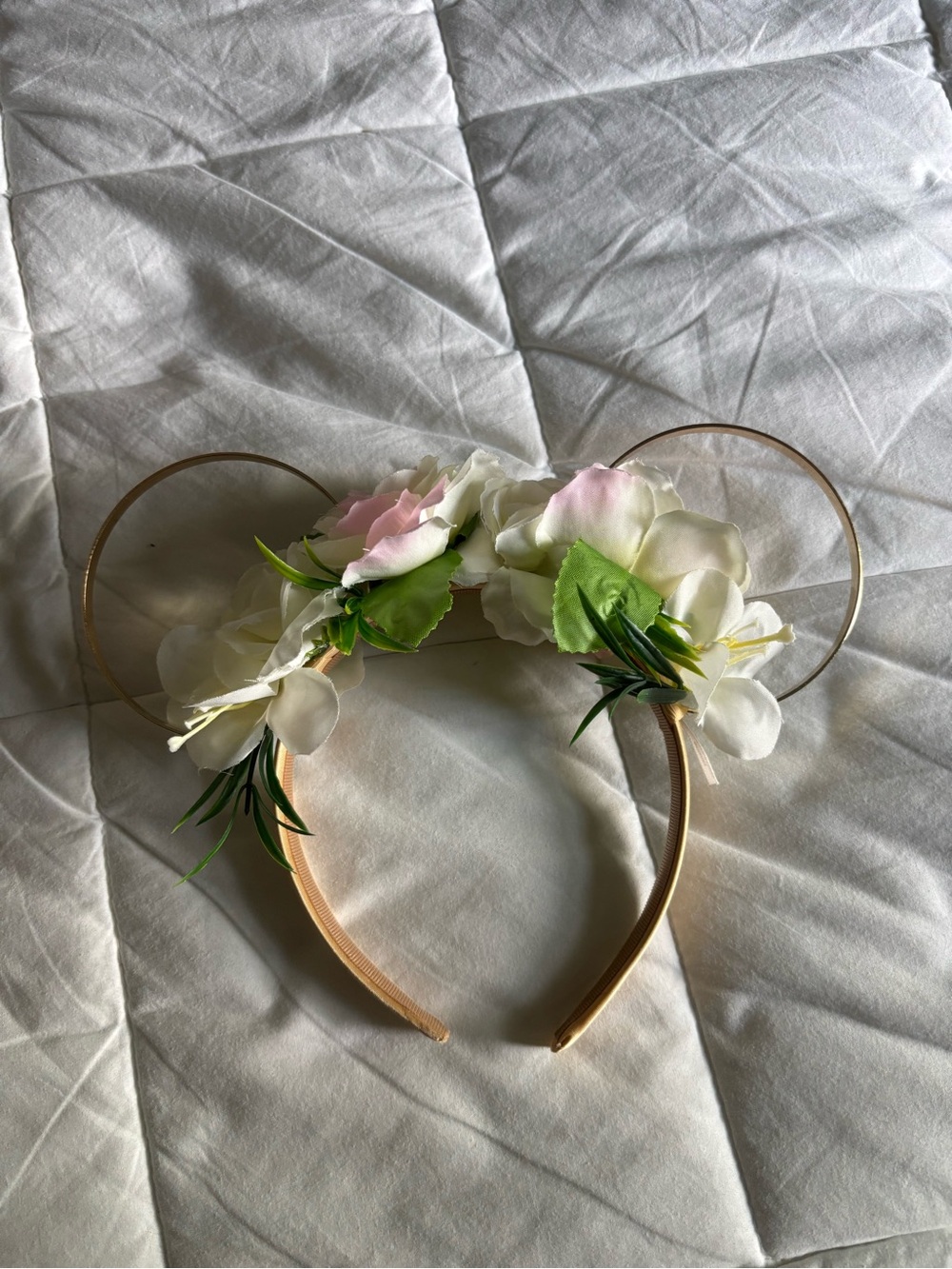 Floral Mickey Ears with Pink & White Flowers